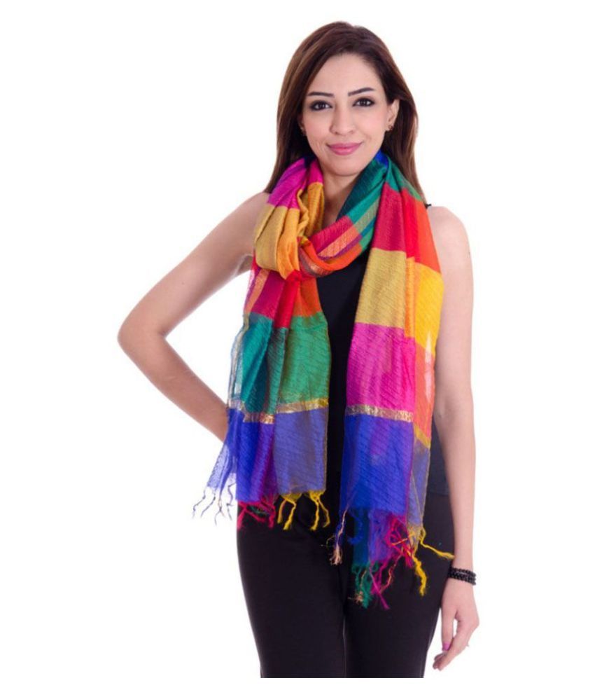     			Raj Multicoloured Chanderi Dupatta