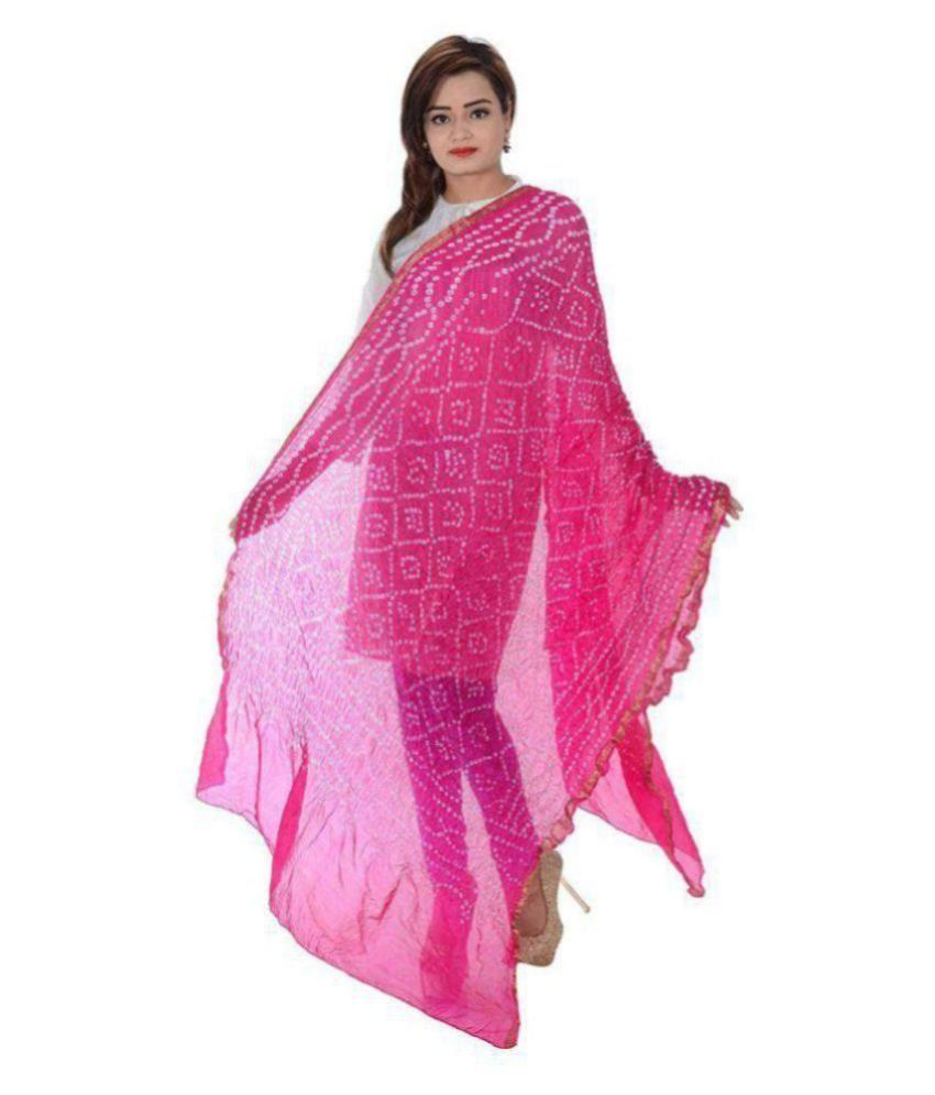     			Raj Pink Art Silk Bandhej Dupatta