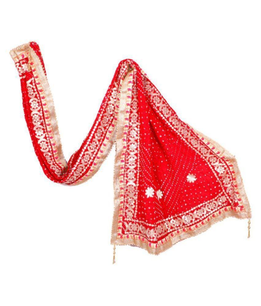     			Raj Red Art Silk Dupatta