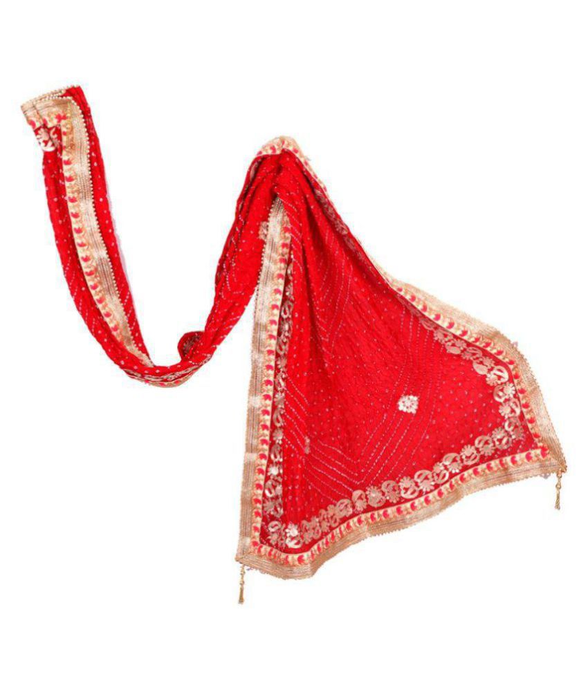     			Raj Red Art Silk Dupatta
