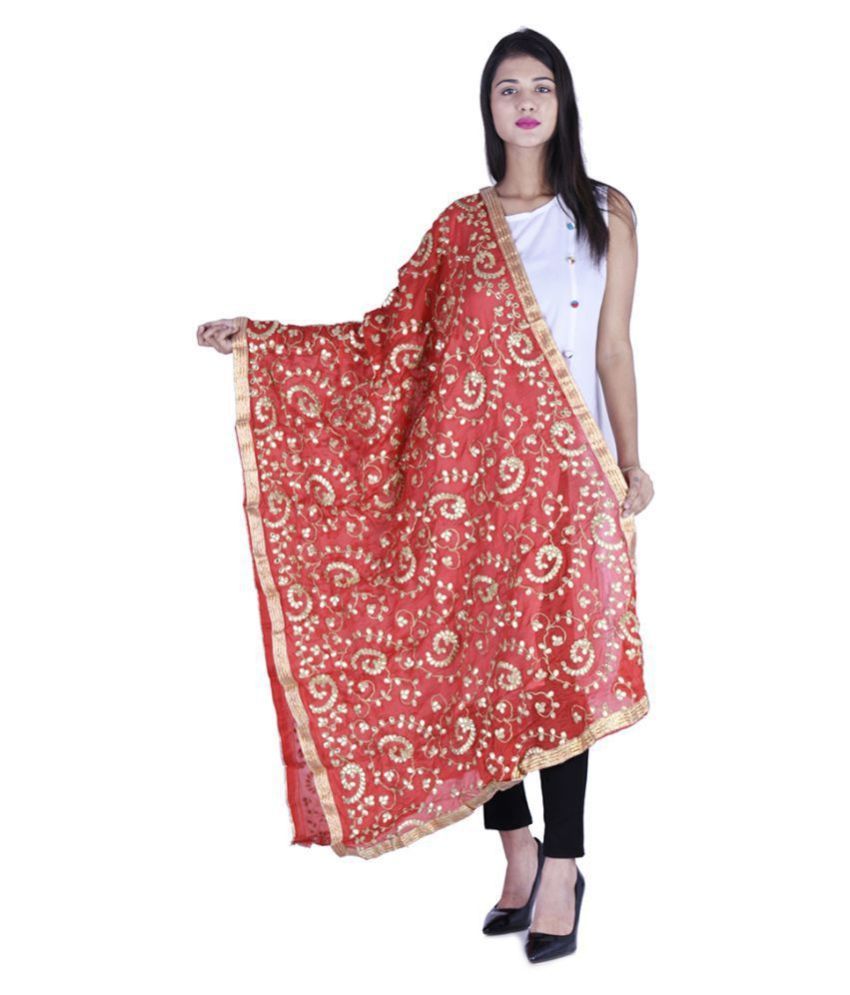     			Raj Red Crepe Gota Patti Dupatta