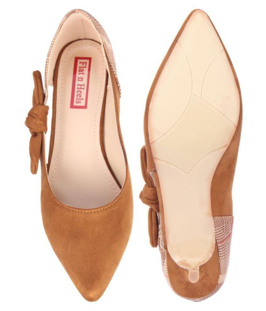 Flat N Heels Tan Kitten Heels Price in India- Buy Flat N Heels Tan Kitten Heels Online at Snapdeal