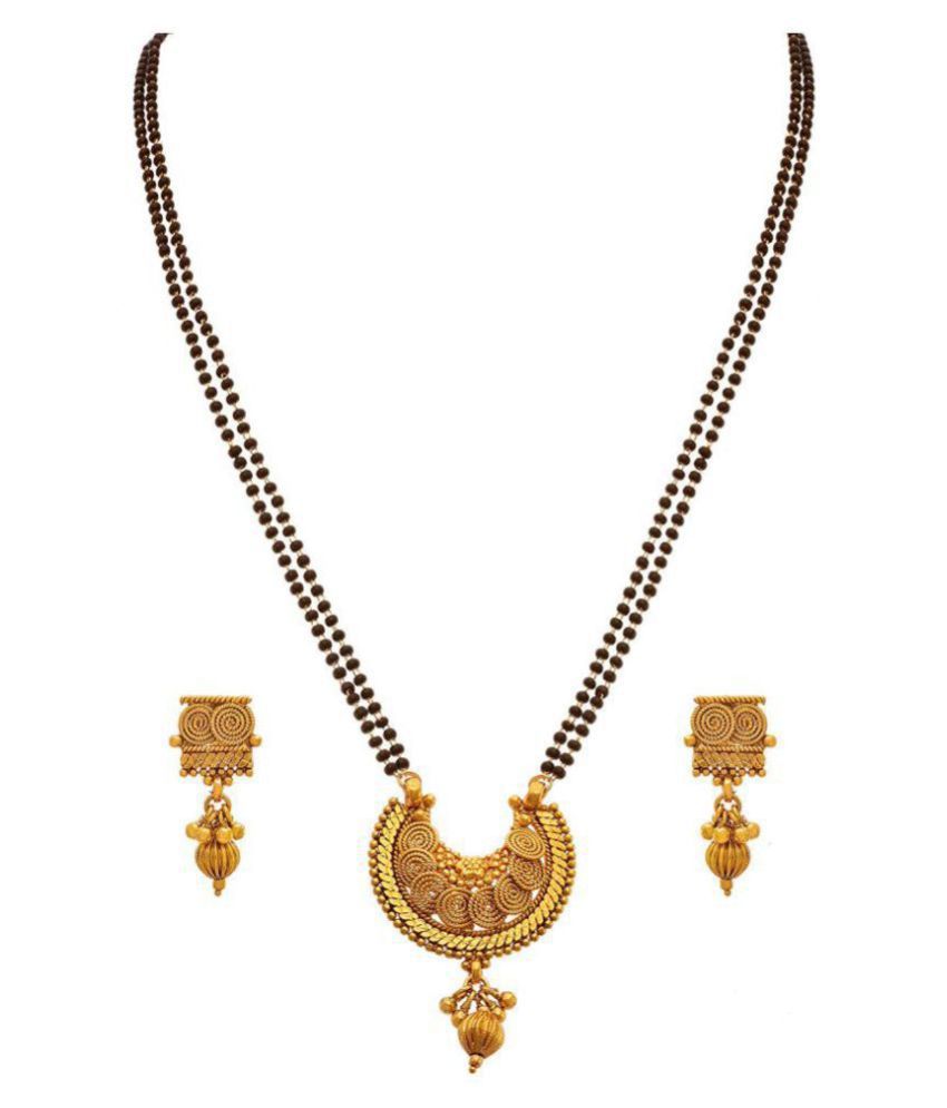     			Jewellery For Less Traditional Ethnic One Gram Gold Plated Spiral Designer Mangalsutra Jewellery Set With Earring For Women
