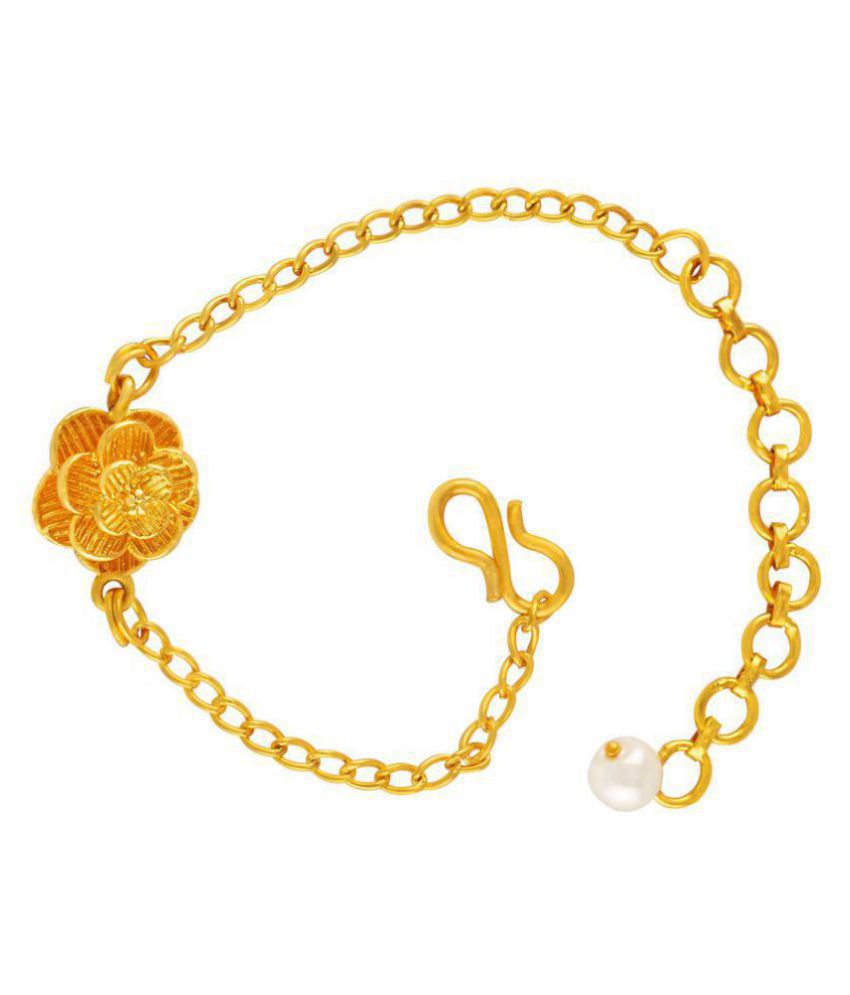     			Modern Gold Plated Floral Adjustable Charm Bracelet for Girls and Women