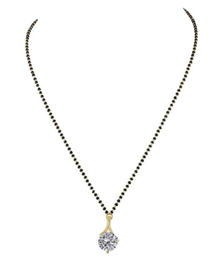     			Solitaire Modern Gold Plated Mangalsutra with Cz AD American Diamond for Women Casual Office