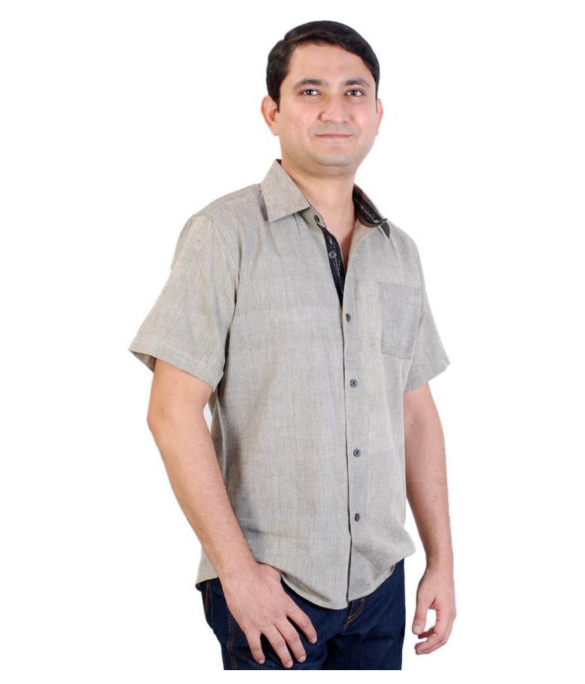     			Viniyog 100 Percent Cotton Grey Shirt