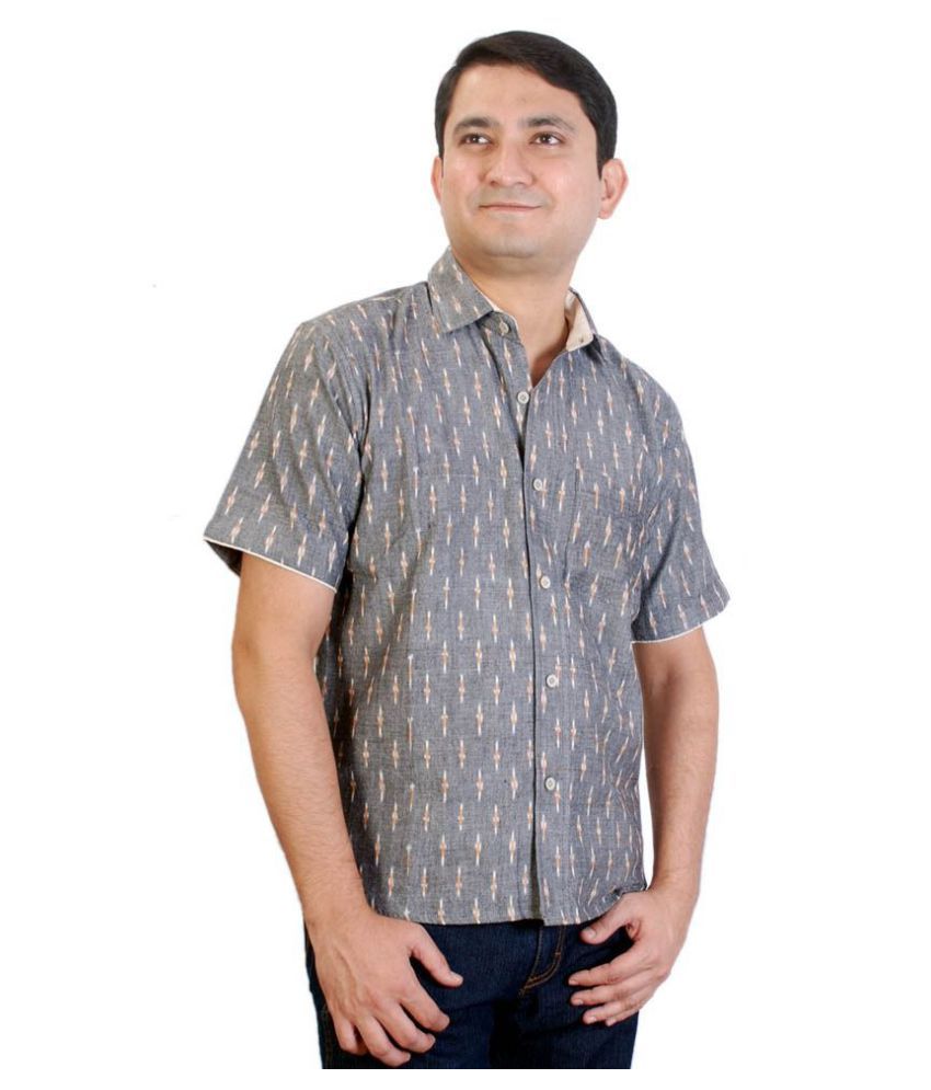     			Viniyog 100 Percent Cotton Grey Shirt