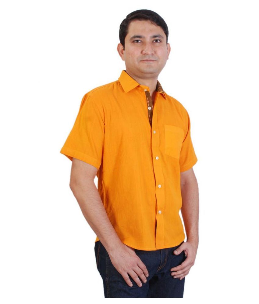     			Viniyog 100 Percent Cotton Orange Shirt