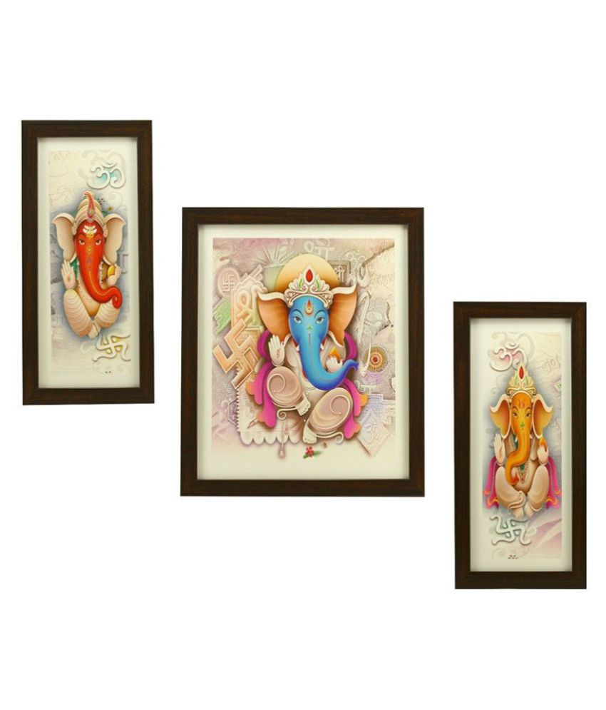     			Indianara Religious Ganesha Synthetic Painting With Frame