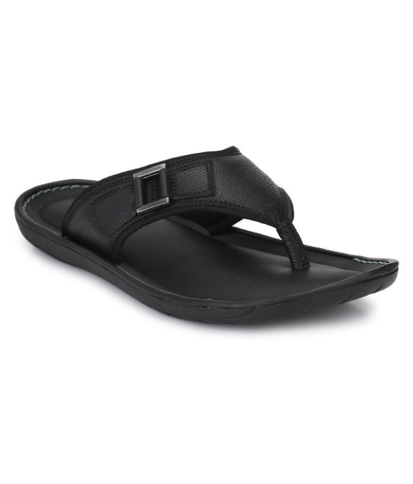     			SHENCES Black Leather Slippers