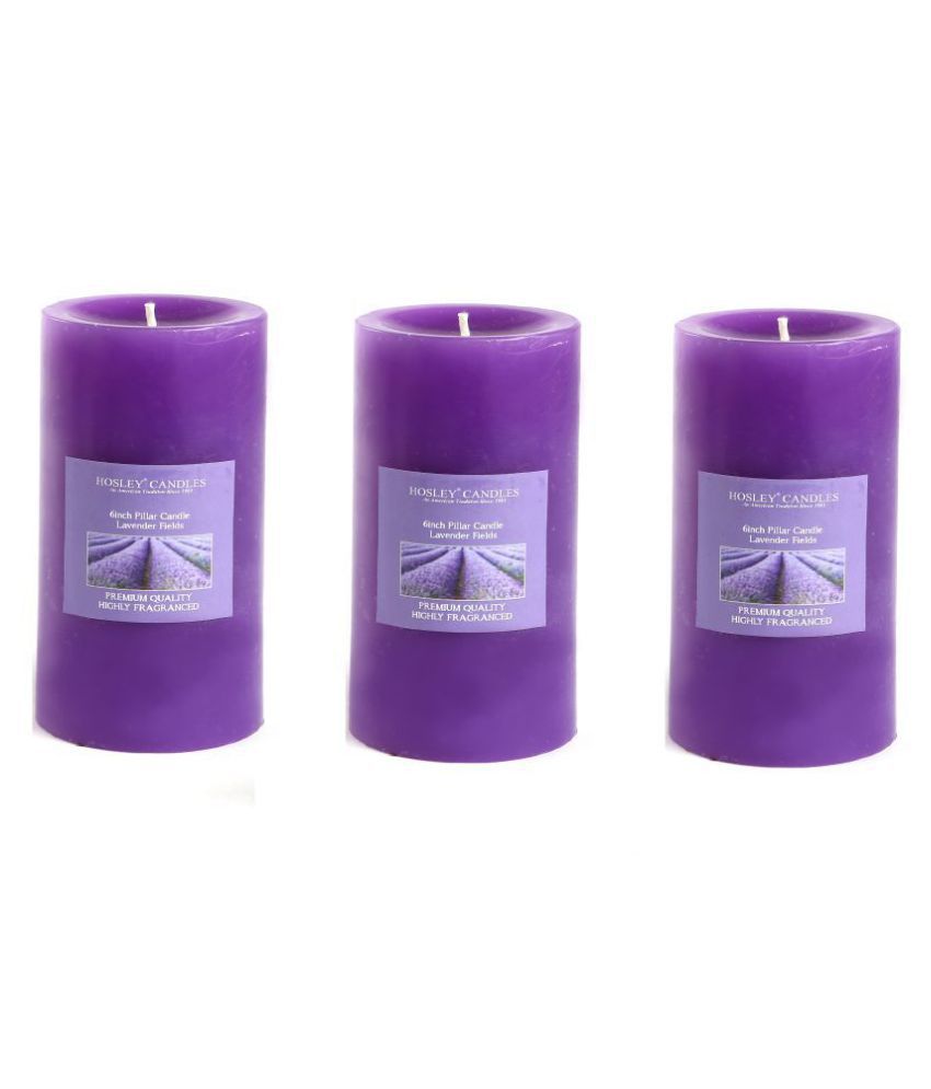     			Hosley Purple Pillar Candle - Pack of 3
