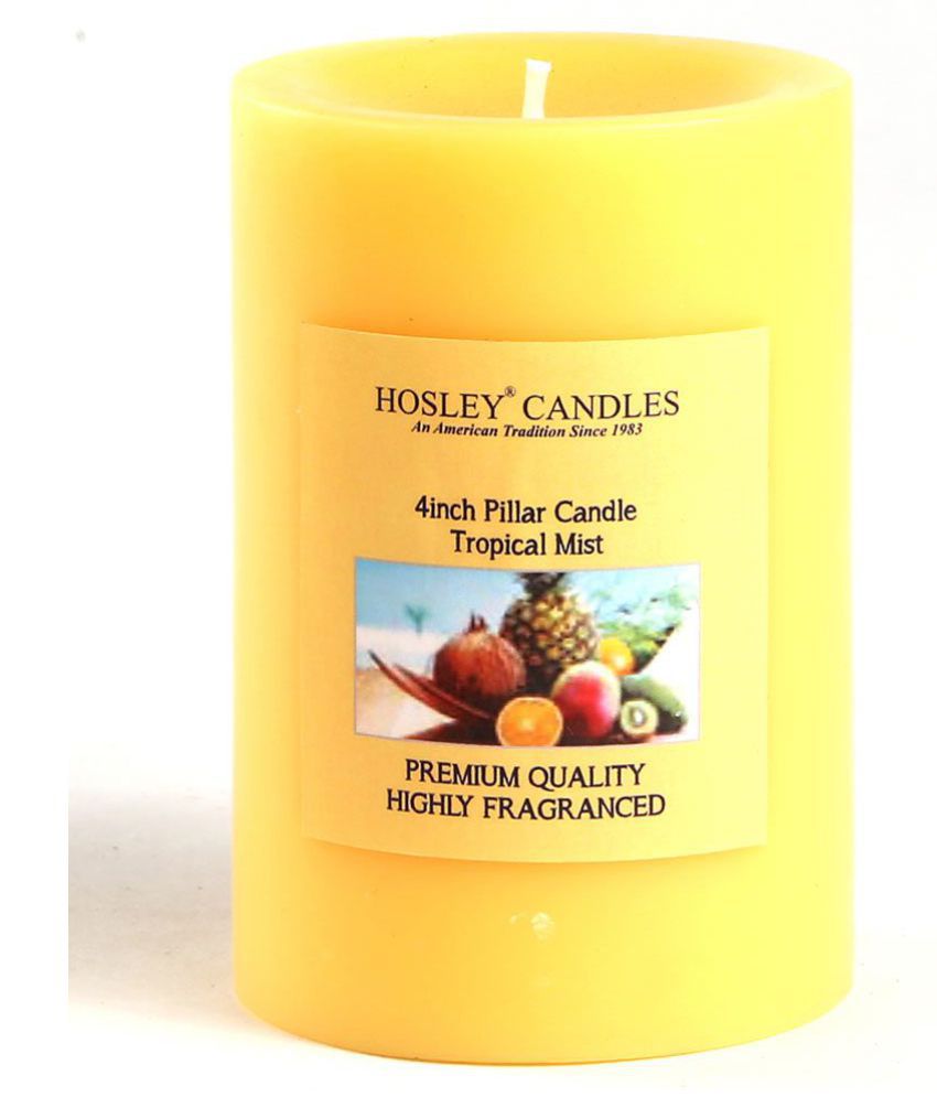 Hosley Yellow Pillar Candle - Pack of 1