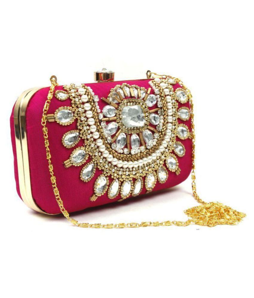 Buy Duchess Pink Fabric Box Clutch at Best Prices in India Snapdeal