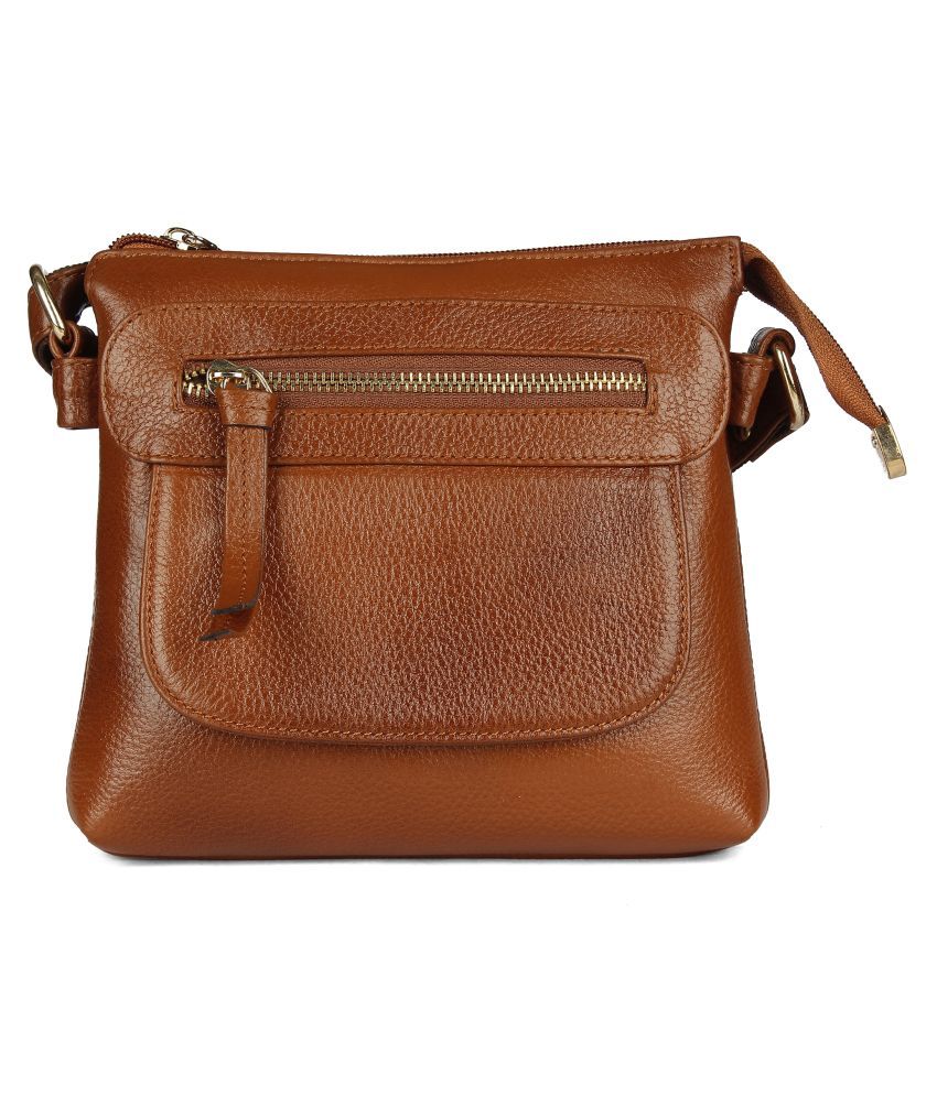 New warrior Leather Tan Women Sling Bag: Buy Online at Low Price in ...