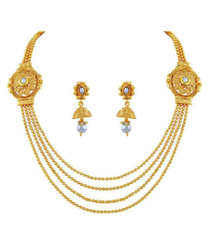     			Asmitta Jewellery Zinc Golden Rope Traditional Gold Plated Necklaces Set