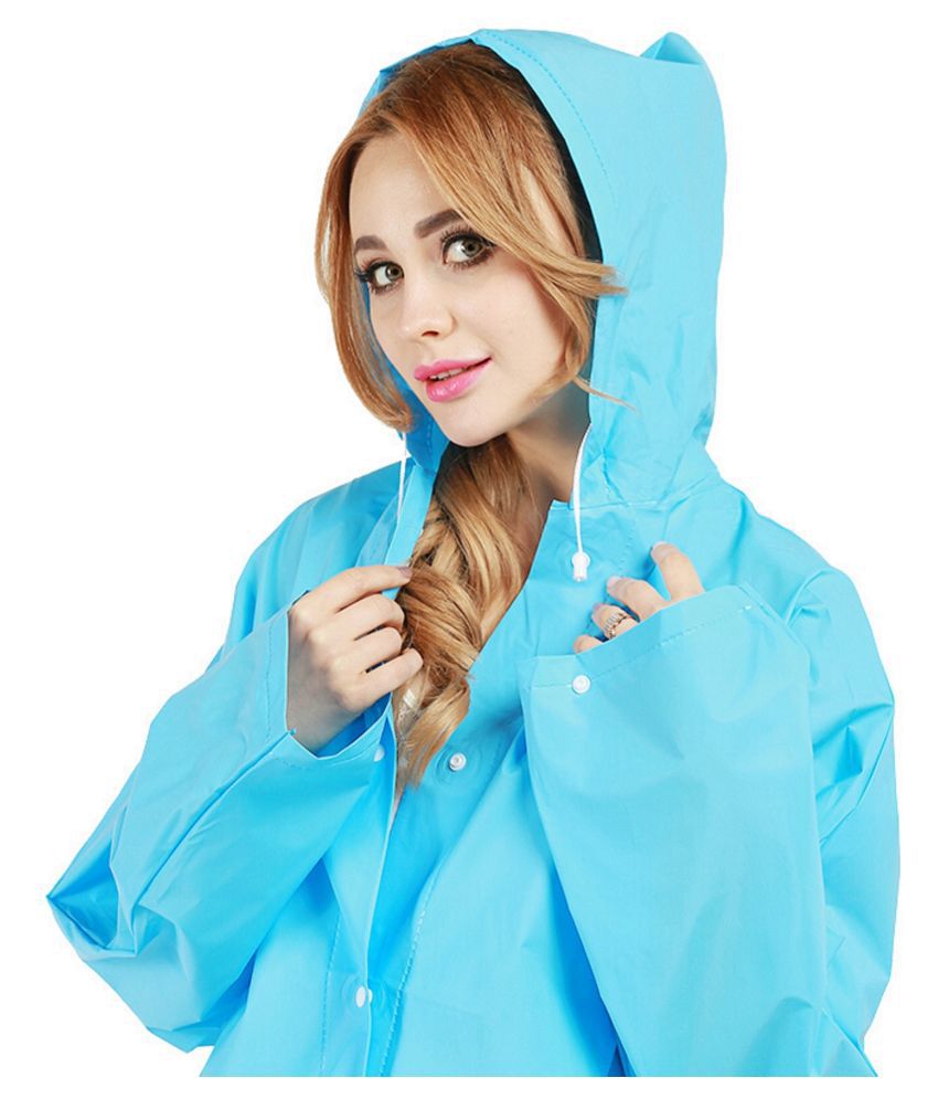 blue indigo rain coat