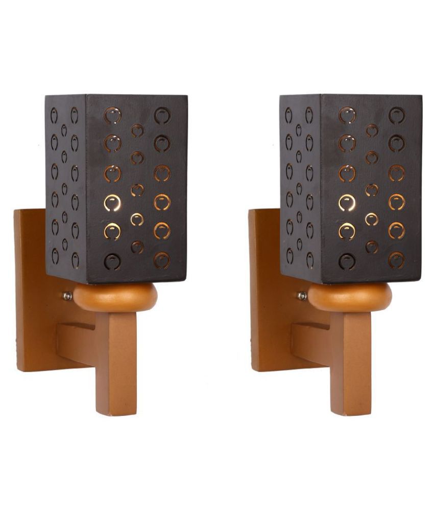     			Somil Decorative Wall Lamp Light Wood Wall Light Black - Pack of 2