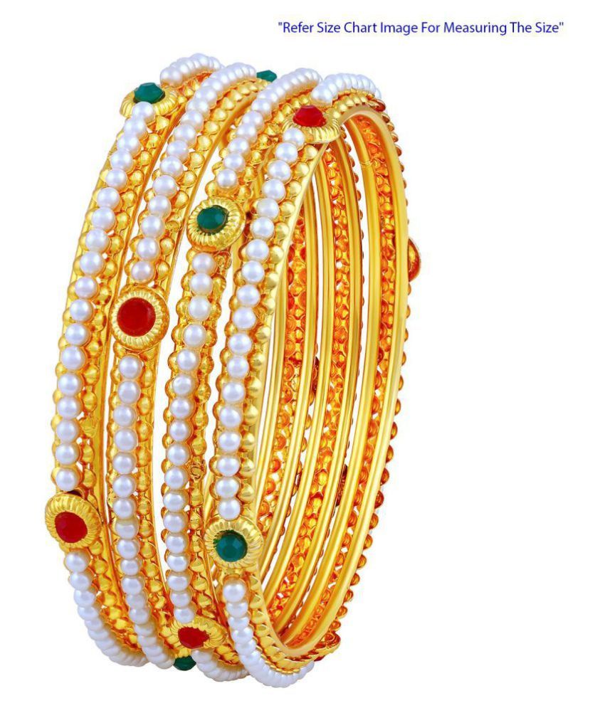     			Asmitta Astonish Traditional Gold Plated Red & Green Stone Bangle Set For Women