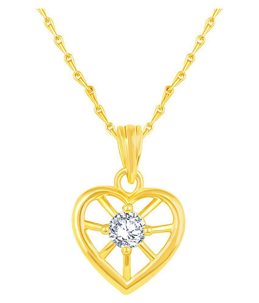     			Asmitta Beautiful Heart Shape Gold Plated CZ Stone Pendant with Chain For Women