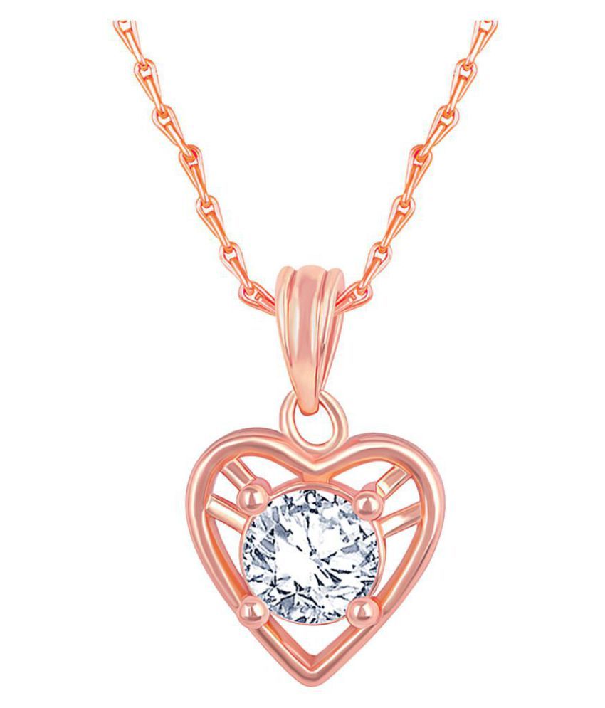     			Asmitta Charming Designer Heart Shape Rose Gold Plated CZ Stone Pendant with Chain For Women