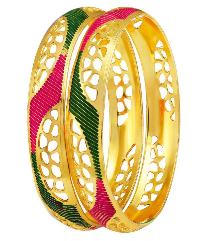     			Asmitta Cluster Meenakari Work Gold Plated Enamel Bangle For Women