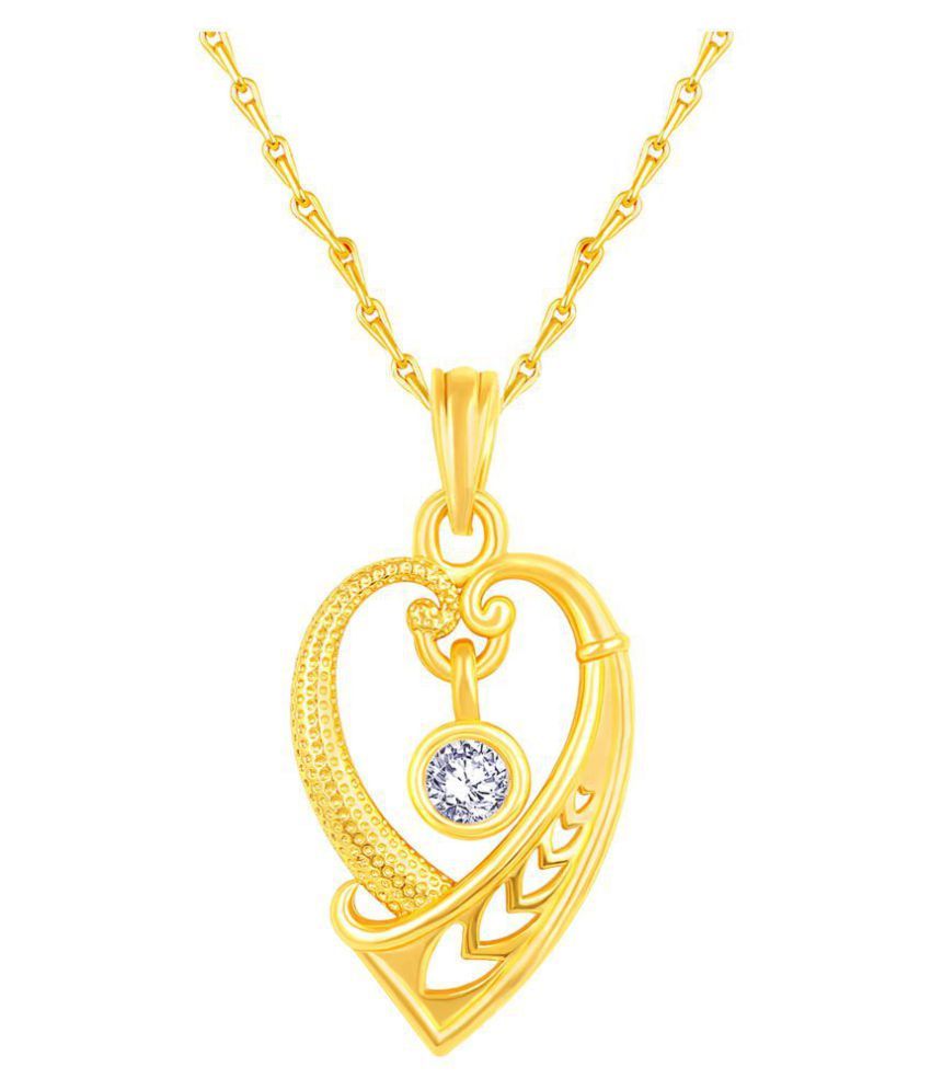     			Asmitta Exclusive Heart Shape Gold Plated CZ Stone Pendant with Chain For Women