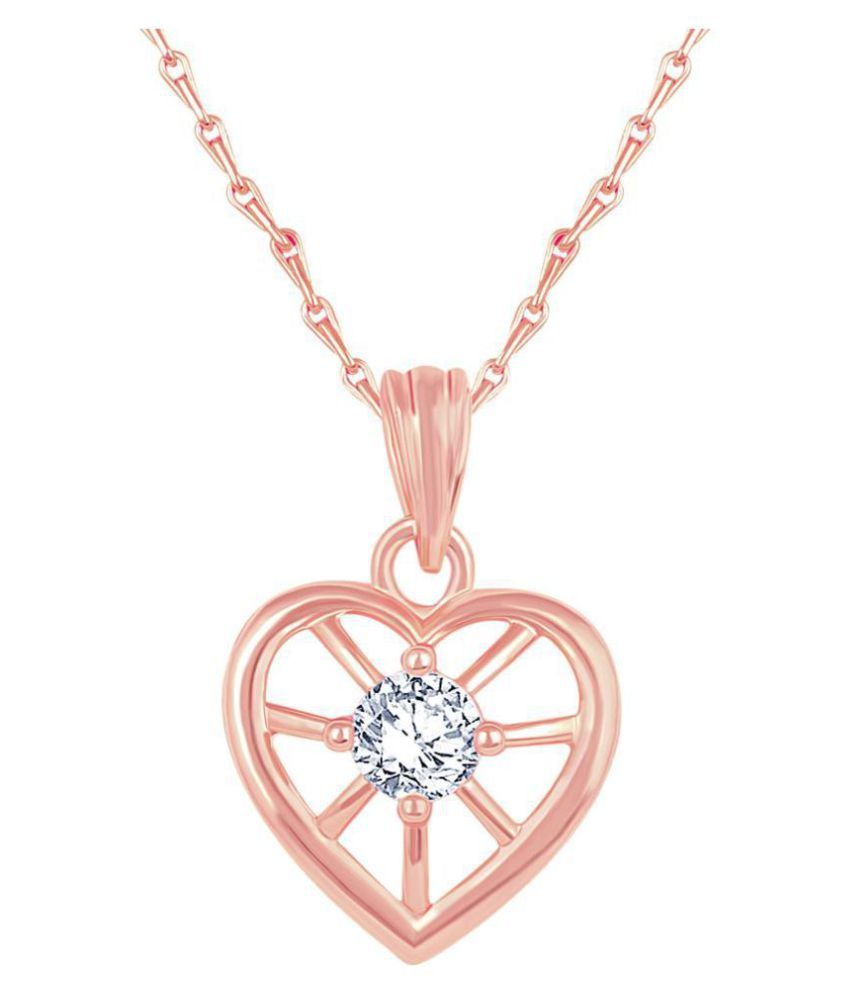     			Asmitta Pretty Heart Shape Rose Gold Plated CZ Stone Pendant with Chain For Women