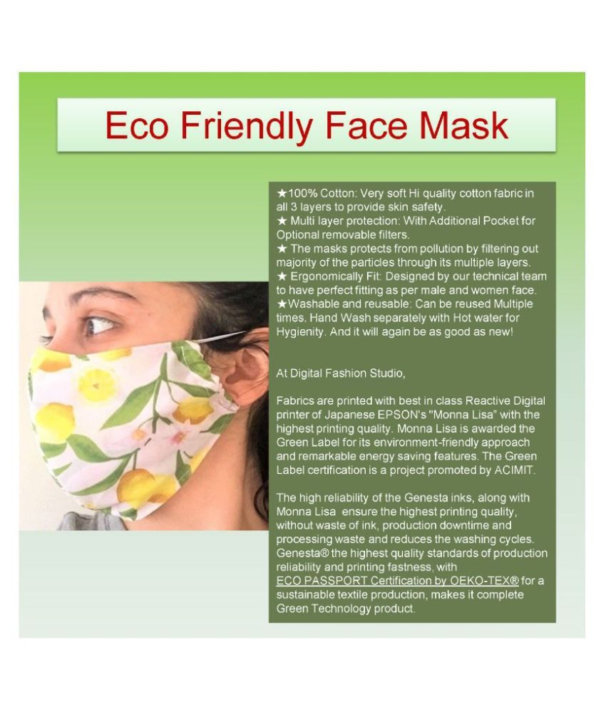 Eco Friendly Breathable Reusable Washable Cotton Printed Face masks