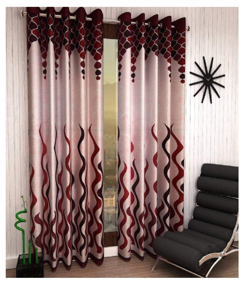 BM Creation Set of 2 Window Semi-Transparent Eyelet Polyester Curtains ...