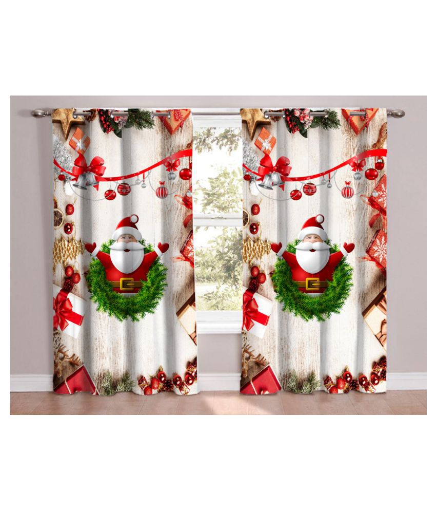     			Koli trading co - Multicolor Pack of 2 Polyester Window Curtain (4 ft X 7 ft)