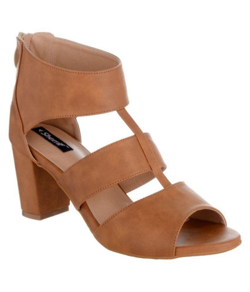 sherrif shoes Tan Block Heels Price in India- Buy sherrif shoes Tan Block Heels Online at Snapdeal