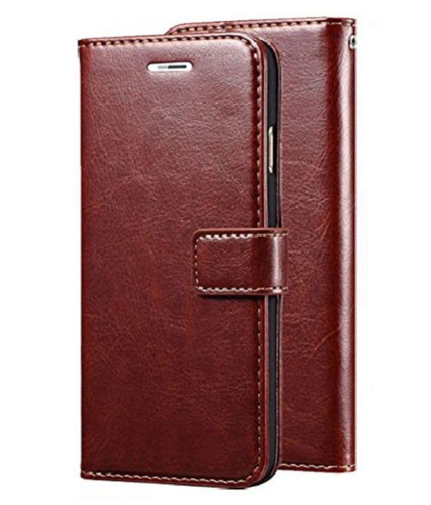     			Oppo A5 2020 Flip Cover by Kosher Traders - Brown Original Leather Wallet