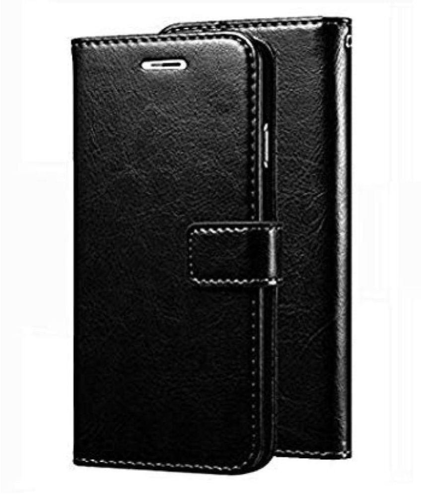     			Samsung Galaxy A50 Flip Cover by Kosher Traders - Black Original Vintage Look Leather Wallet Case