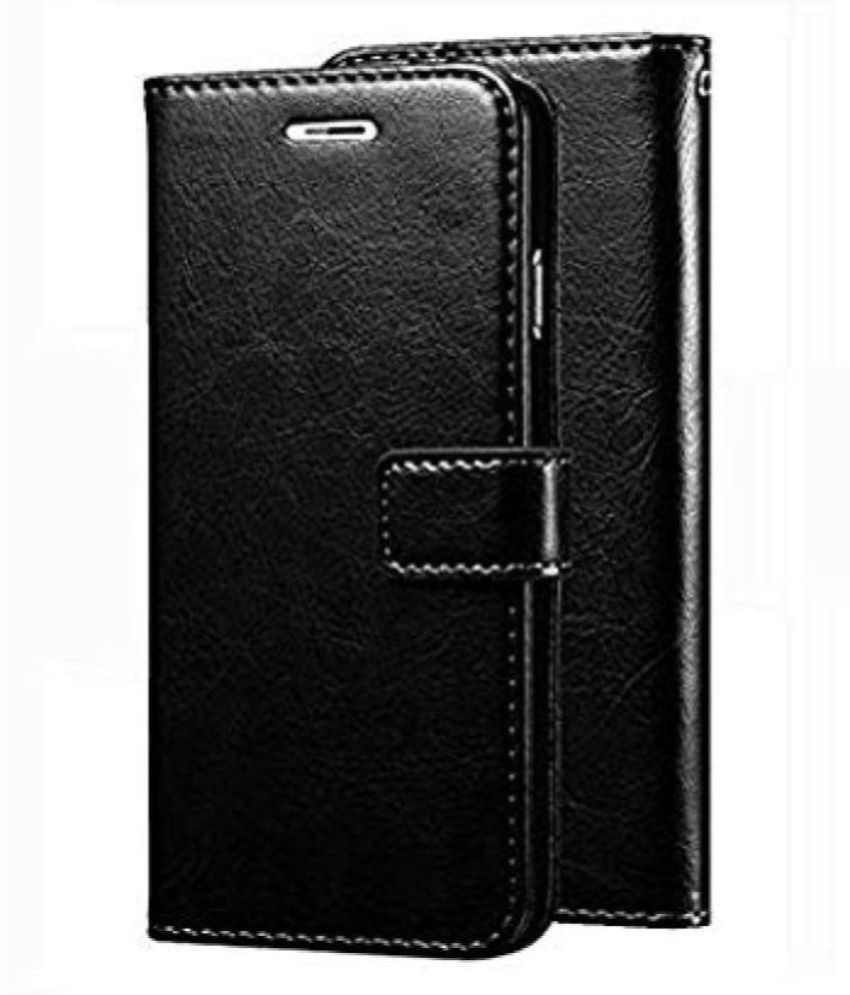     			Samsung Galaxy J6 Plus Flip Cover by Doyen Creations - Black Original Vintage Look Leather Wallet Case