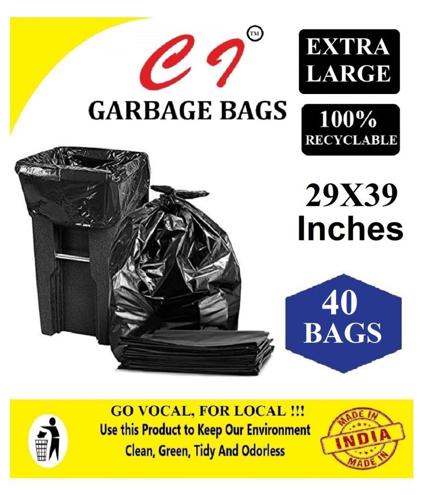     			C I- X-Large 40 pcs. -29X39 Black Disposable Garbage Trash Waste Dustbin Bags for 73cm x 99cm- (29X39) | Pack of 4 X 10 pcs= total 40 pcs