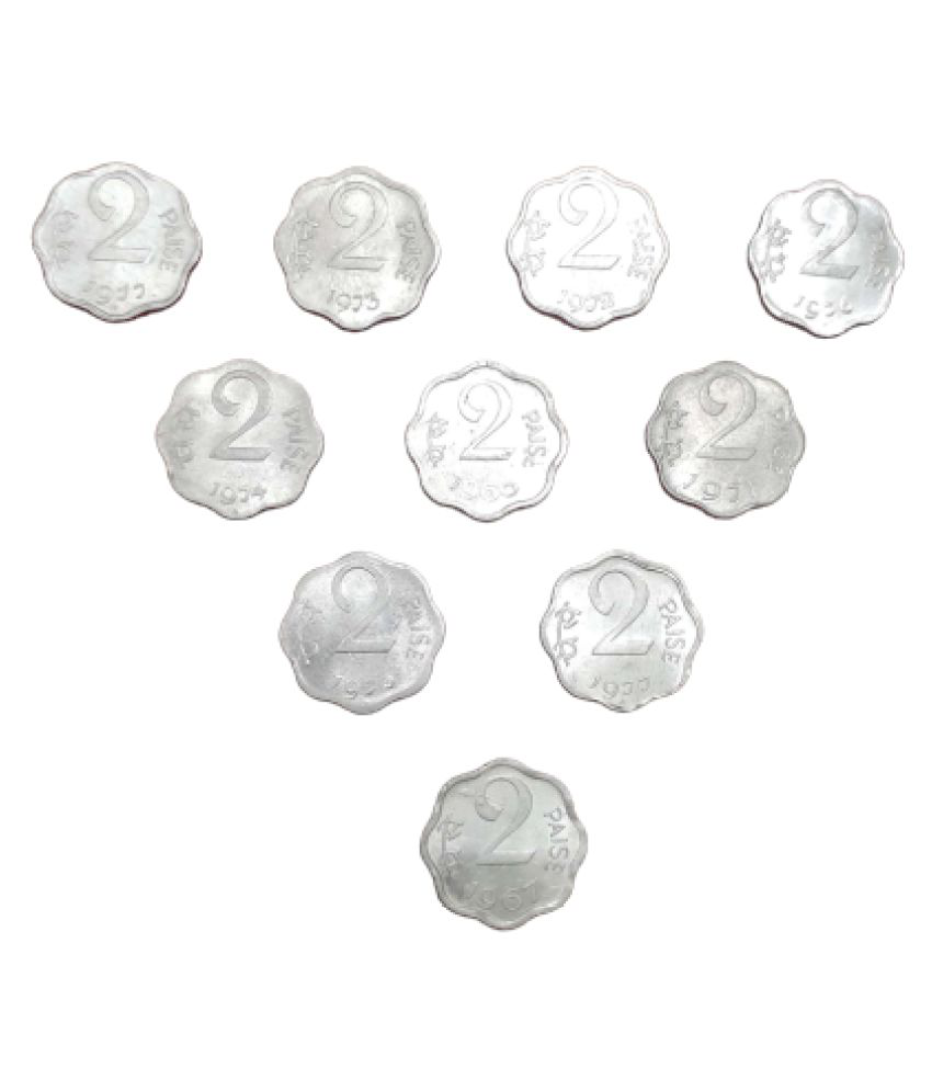     			Hop n Shop - Extremely Rare Republic India 2 Paise Alluminium 10 Gem UNC Coins 10 Numismatic Coins