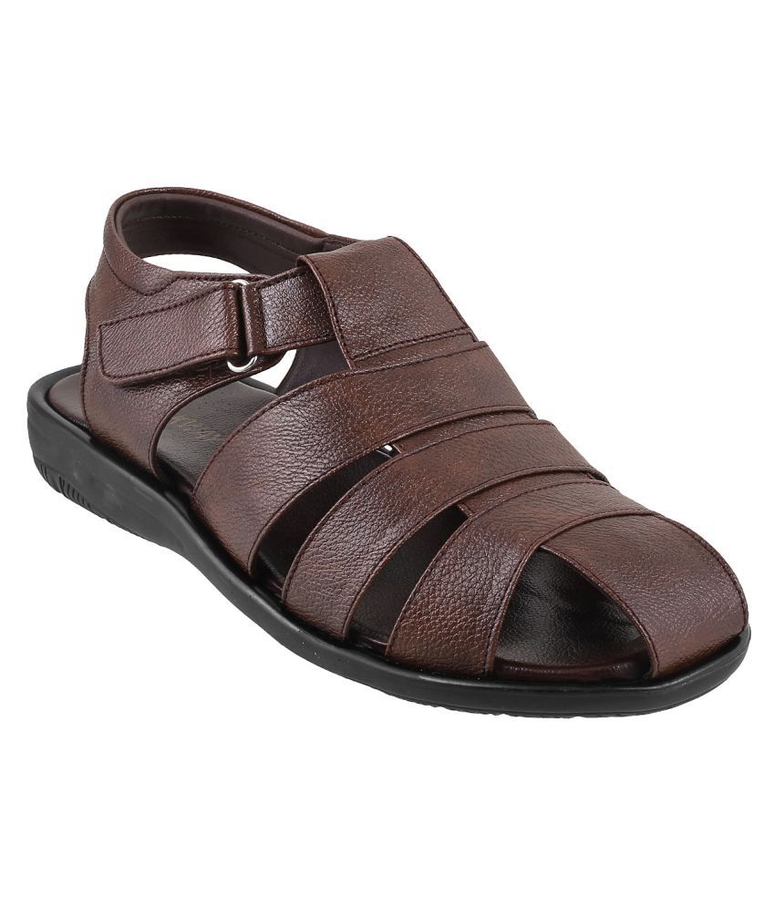 brown leather walking sandals