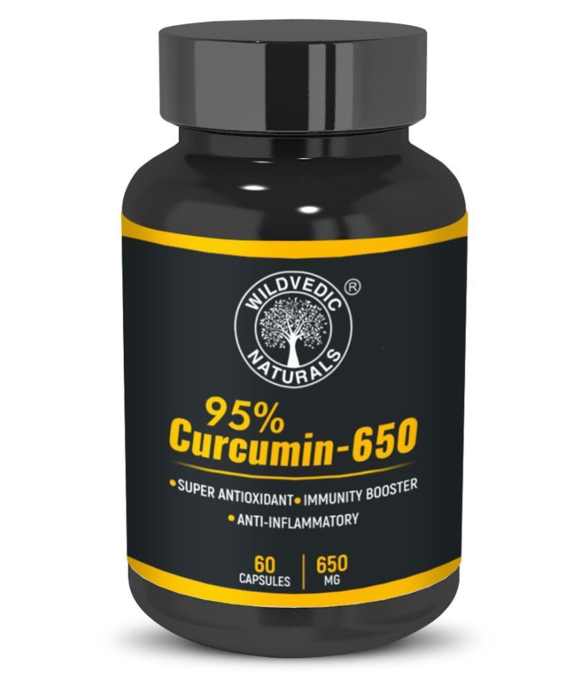     			Wildvedic Naturals Curcumin 650 mg : Boosts immunity, Helps in Joint pain, Hypertension & Asthma" 60 mg Multivitamins Capsule