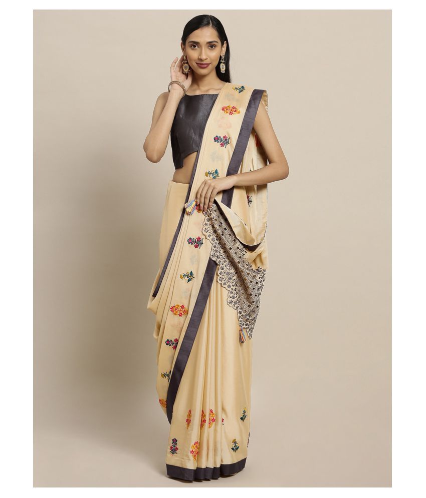     			Shaily Retails Beige Cotton Blend Saree