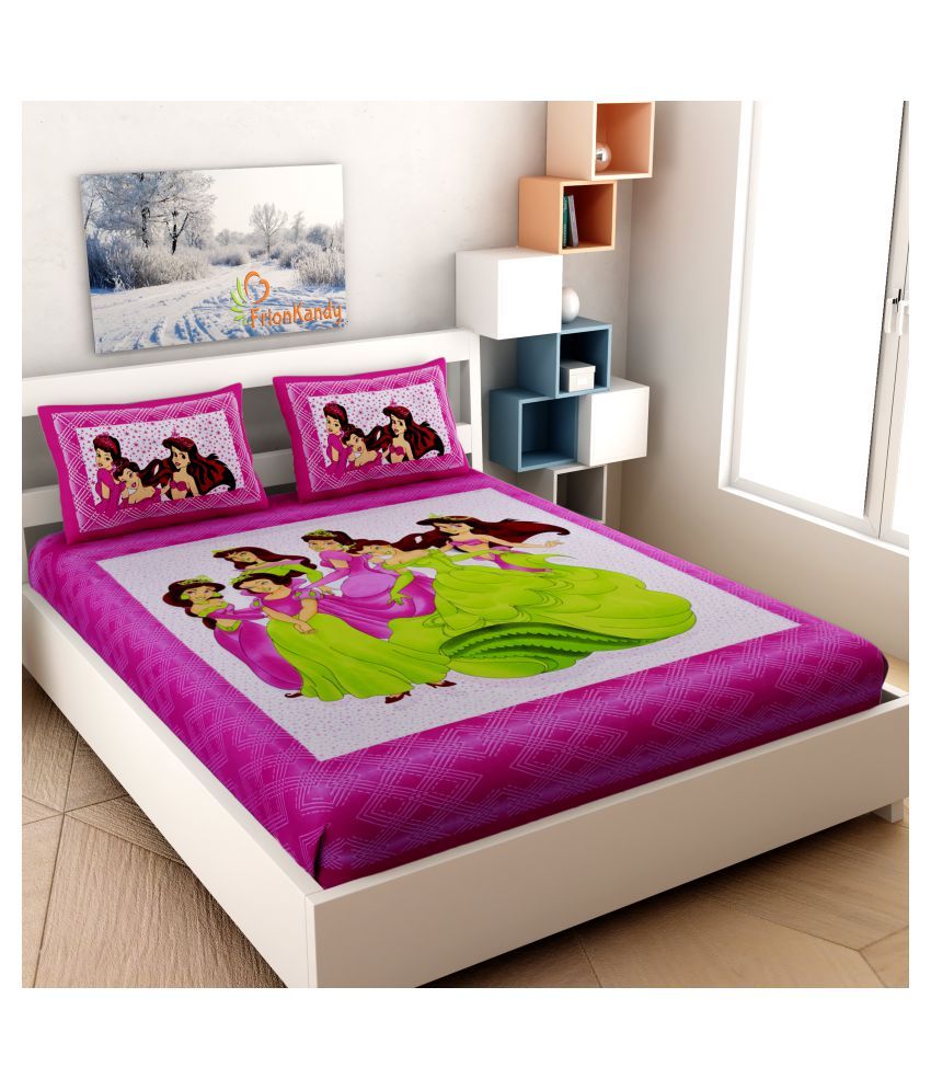     			Frionkandy Cotton Double Bedsheet with 2 Pillow Covers