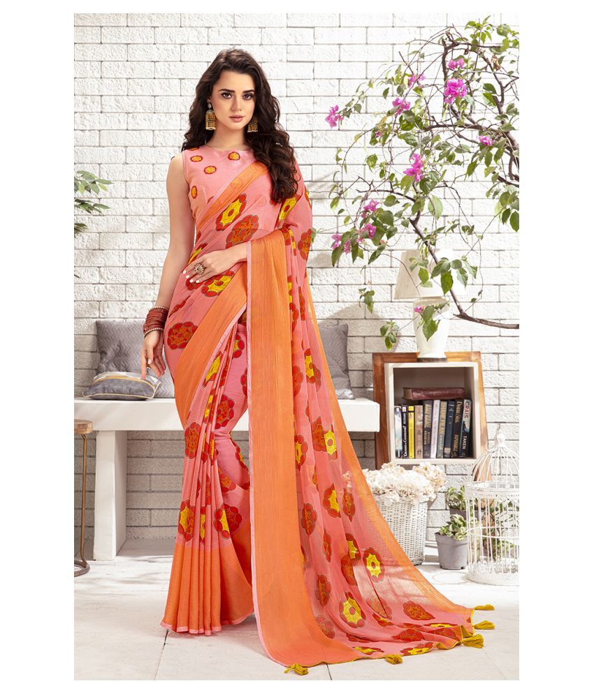     			Shaily Retails Pink Georgette Saree