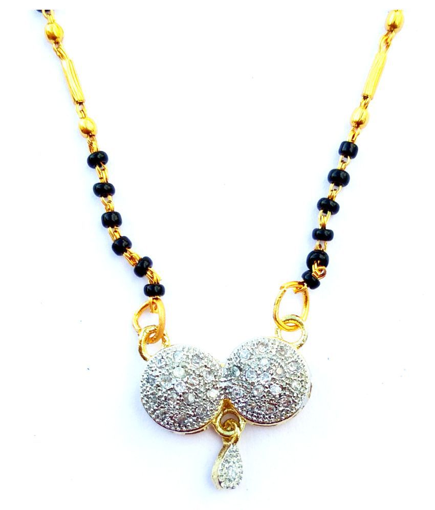 Indian Wedding Golden American Diamond 20 Mangalsutra Black Beads 