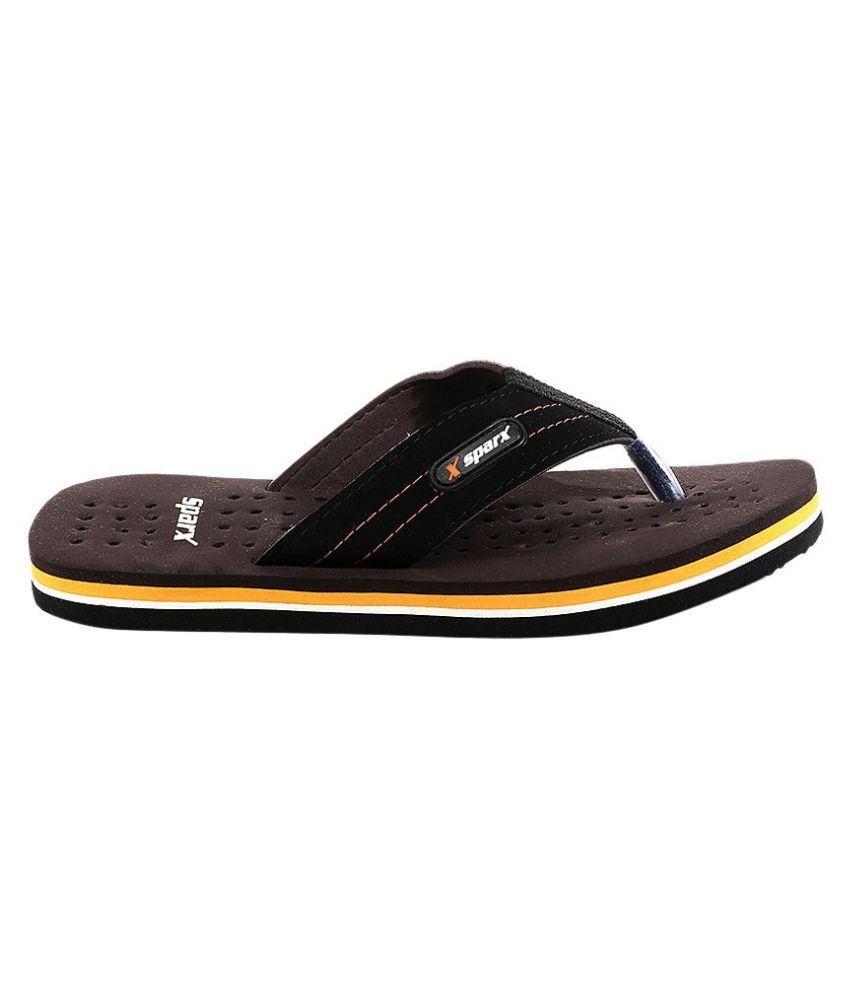 sparx black slippers