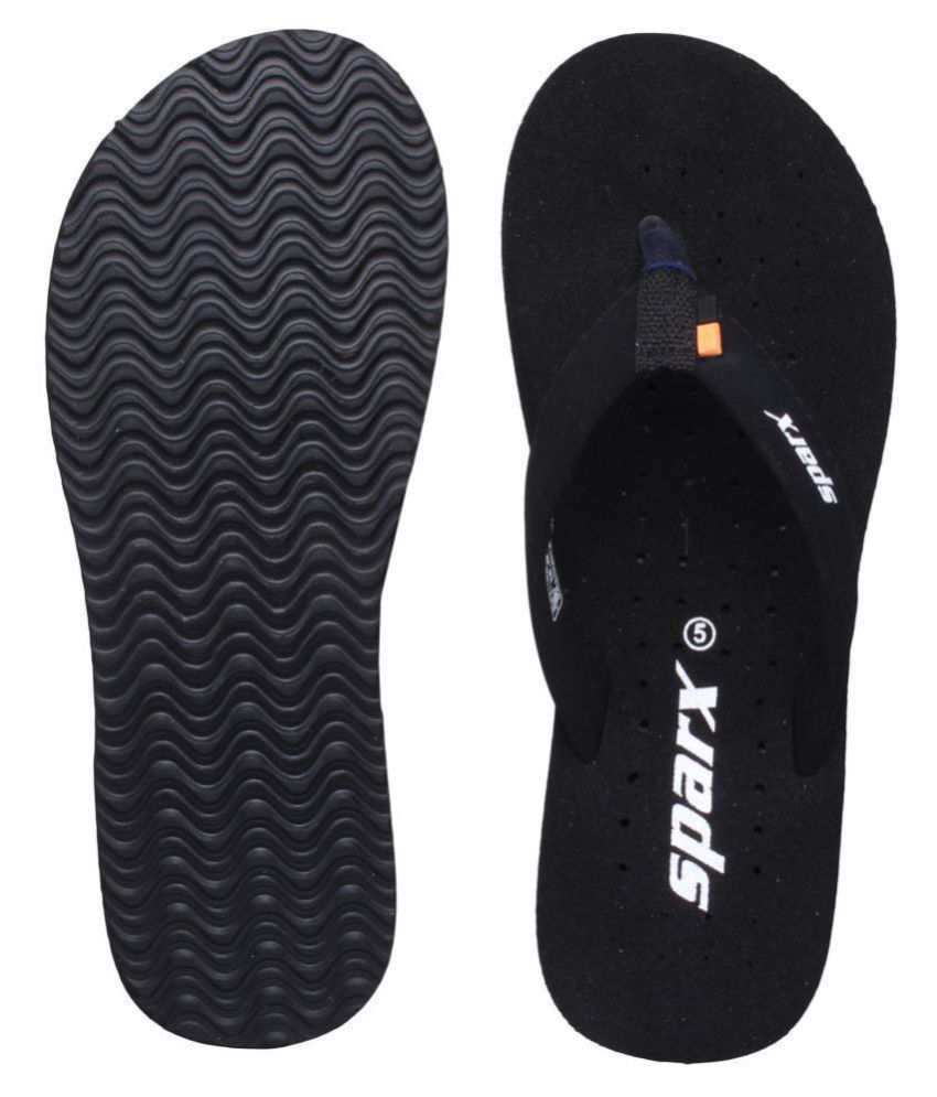 sparx black slippers