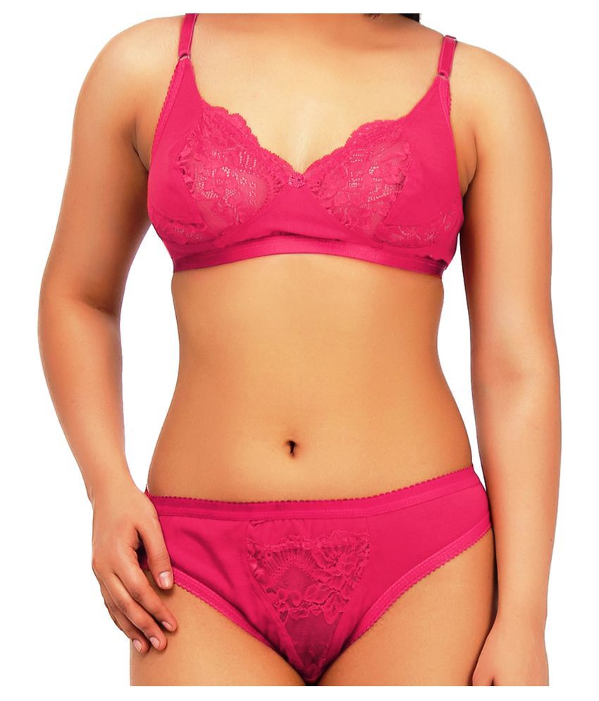     			TCG Cotton Lycra Women's Bra & Panty Set ( Pink )