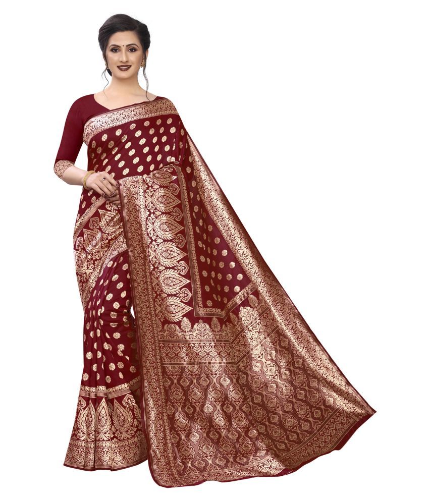     			ofline selection Red Jacquard Saree