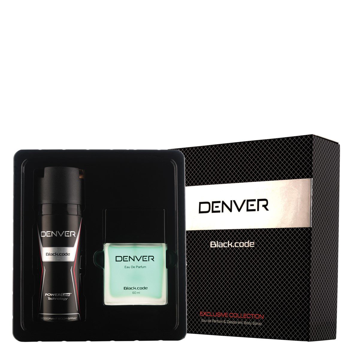     			Denver Gift Set Black Code Perfume 60Ml + Deodorant 165Ml
