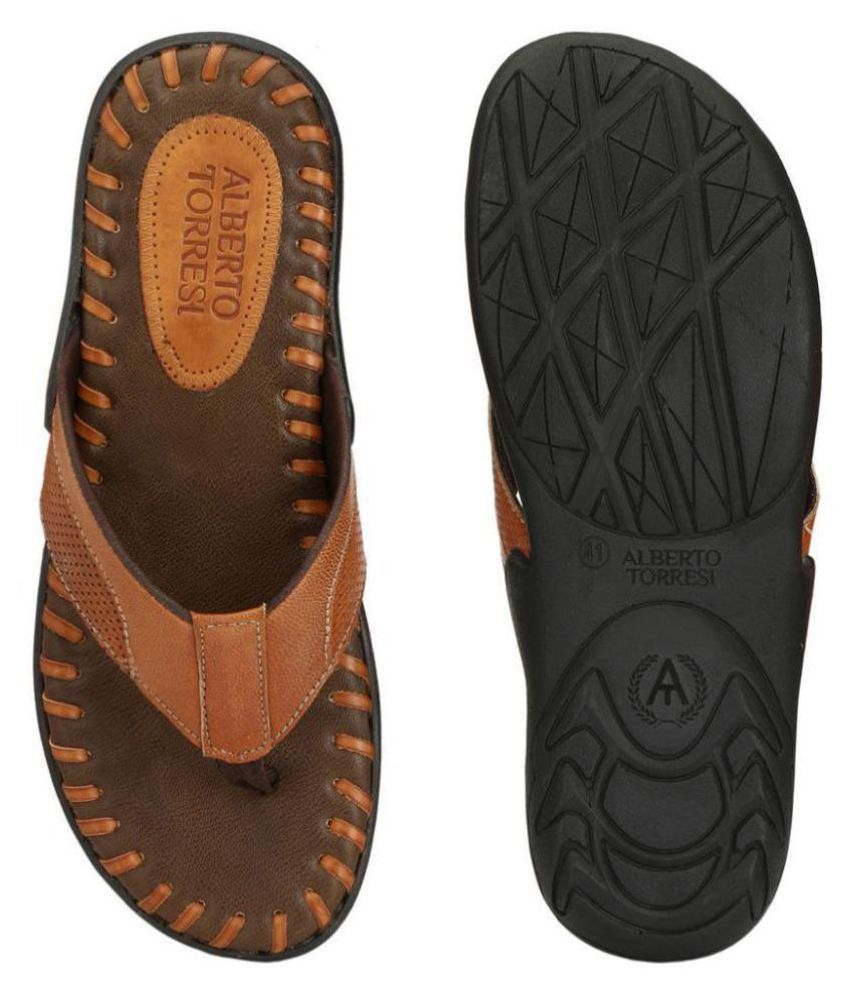 Alberto Torresi Tan Slide Flip flop Price in India- Buy Alberto Torresi ...