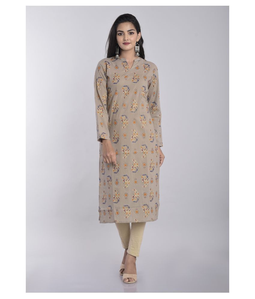     			Kbz Grey Cotton Blend Straight Kurti