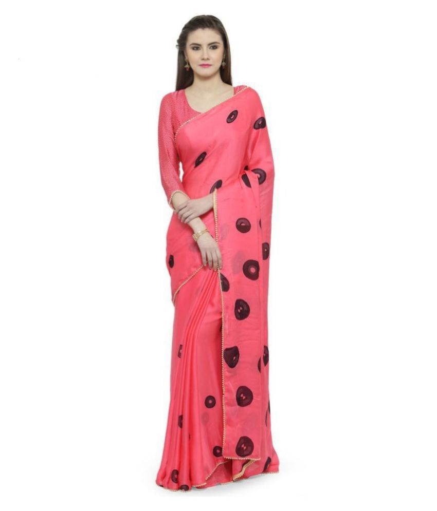     			Shaily Retails Pink Satin Saree